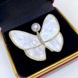 Butterfly Brooch Natural Mother-of-Pearl Freshwater Coat Pin