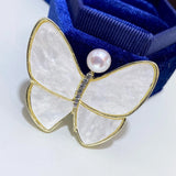 Butterfly Brooch Natural Mother-of-Pearl Freshwater Coat Pin