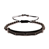 Adjustable Braided Beads Bracelet for Men CZ Zircon Charm Bracelets