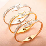 CZ Crystals Shell Stainless Steel Bracelet Snake Open Cuff Bangle
