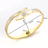 CZ Crystals Shell Stainless Steel Bracelet Snake Open Cuff Bangle