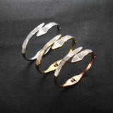 CZ Crystals Shell Stainless Steel Bracelet Snake Open Cuff Bangle
