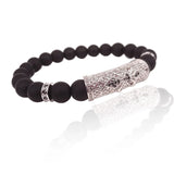 CZ Tube Bracelet Men Fleur De Lis Agates Stone Beaded Bracelets