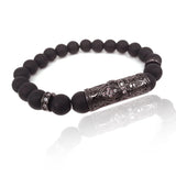 CZ Tube Bracelet Men Fleur De Lis Agates Stone Beaded Bracelets