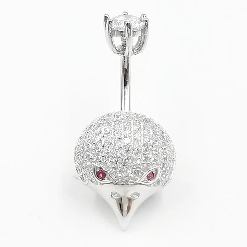 925 Silver Belly Button Ring 14G CZ Navel Piercing Bird Body Jewelry