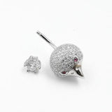 925 Silver Belly Button Ring 14G CZ Navel Piercing Bird Body Jewelry