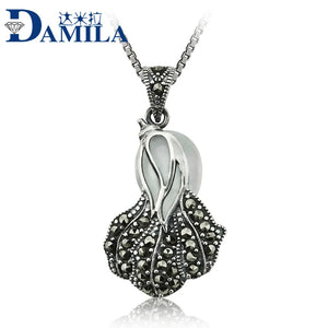 Cabbage Thai Silver Necklace Pendant 925 Silver Vintage Pendant for Women