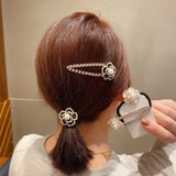 Camellia Flower Plush Pearl Hair Clips Hairpins Headwear Hair Accessories