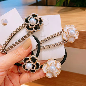 Camellia Flower Plush Pearl Hair Clips Hairpins Headwear Hair Accessories
