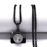 Camera Pendant Necklace Stainless Steel Crystal Necklaces Chain