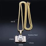 Camera Pendant Necklace Stainless Steel Crystal Necklaces Chain