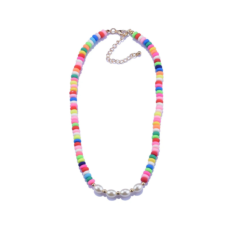 Kids Choker Necklace Candy Beads Faux Pearls