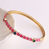 Colorful Bangle Bracelet 18K Plated Statement Jewelry
