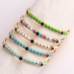 Colorful Bangle Bracelet 18K Plated Statement Jewelry