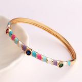 Colorful Bangle Bracelet 18K Plated Statement Jewelry