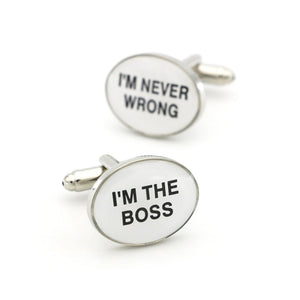 Boss Brass Cufflinks 'I'M THE BOSS I'M NEVER WRONG'