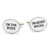 Boss Brass Cufflinks 'I'M THE BOSS I'M NEVER WRONG'