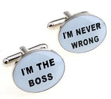 Boss Brass Cufflinks 'I'M THE BOSS I'M NEVER WRONG'