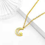 Delicate Initial Necklace Star Moon Collar Chain Stainless Steel Pendant Jewelry