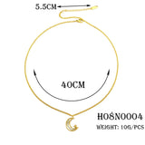 Delicate Initial Necklace Star Moon Collar Chain Stainless Steel Pendant Jewelry