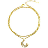 Delicate Initial Necklace Star Moon Collar Chain Stainless Steel Pendant Jewelry