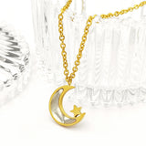 Delicate Initial Necklace Star Moon Collar Chain Stainless Steel Pendant Jewelry