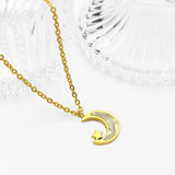Delicate Initial Necklace Star Moon Collar Chain Stainless Steel Pendant Jewelry