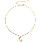 Delicate Initial Necklace Star Moon Collar Chain Stainless Steel Pendant Jewelry