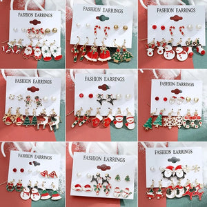 Christmas Earring Set Snowflake Tree Snowman