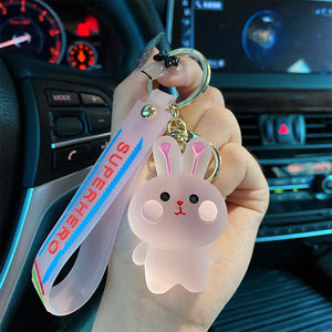 Bulldog Rabbit Resin Keychain Pendant Cute Bag Car KeyRing Women Gift