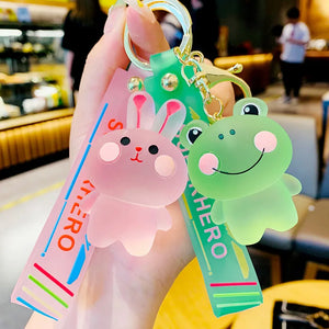 Bulldog Rabbit Resin Keychain Pendant Cute Bag Car KeyRing Women Gift