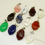 Carved Mixed Natural Stone Palm Shape Charm Pendants Drop Findings