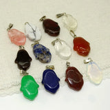Carved Mixed Natural Stone Palm Shape Charm Pendants Drop Findings