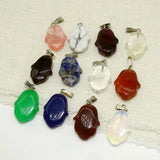 Carved Mixed Natural Stone Palm Shape Charm Pendants Drop Findings