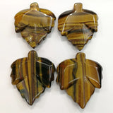 Tiger Eye Stone Maple Leaf Charms Pendants for Jewelry Making