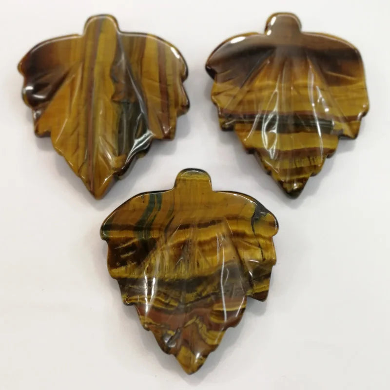 Tiger Eye Stone Maple Leaf Charms Pendants for Jewelry Making