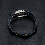 Vintage Leather Cuff Bracelet with Alloy Charms Wrap Wristbands