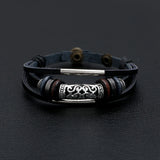 Vintage Leather Cuff Bracelet with Alloy Charms Wrap Wristbands