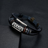 Vintage Leather Cuff Bracelet with Alloy Charms Wrap Wristbands