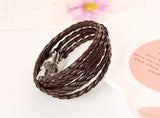 Multilayer Leather Bracelet Cuff Charm Wrap Bangle Wristbands