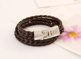 Multilayer Leather Bracelet Cuff Charm Wrap Bangle Wristbands