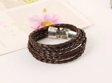 Multilayer Leather Bracelet Cuff Charm Wrap Bangle Wristbands