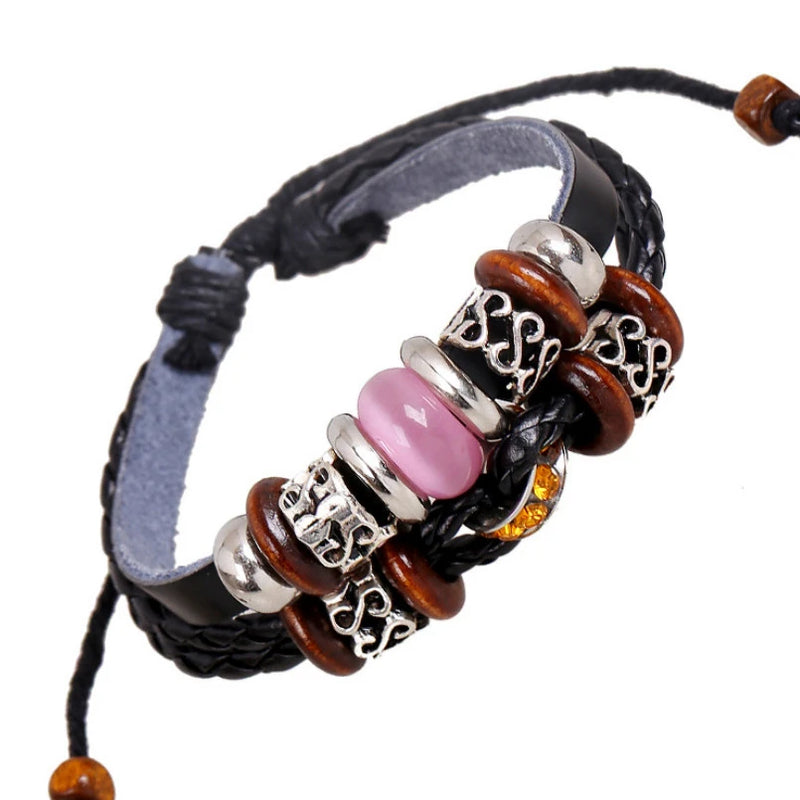 Casual Women Crystal Beads Bracelet Wrap Vintage Multi-layer