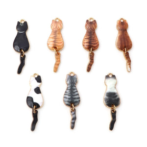 Cat Animal Pendants Multicolor Enamel Metal Charms DIY Making Women Jewelry