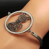 Cat Crystal Stainless Steel Bracelet