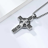 Celtic Knot Cross Pendant Necklace Norse Viking Stainless Steel Gift