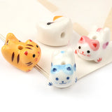 Colorful Ceramic Cat Animal Beads Pendant 15x20mm