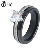 Heart Shaped Wedding Rings Zircon Engagement Jewelry