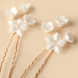 Ceramic Flower Bride Hair Pins Wedding Tiara Head Ornaments