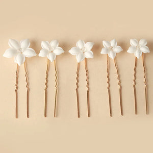 Ceramic Flower Bride Hair Pins Wedding Tiara Head Ornaments